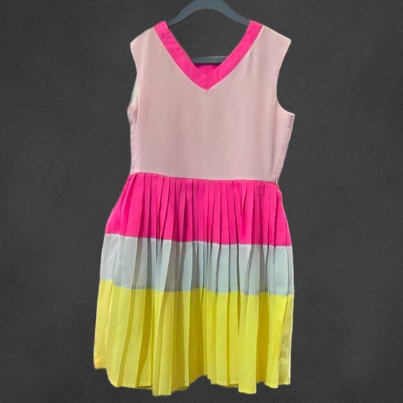 Color block Sleeveless Spring Easter TED BAKER Pleated Dress sz8 - Picture 5 of 7
